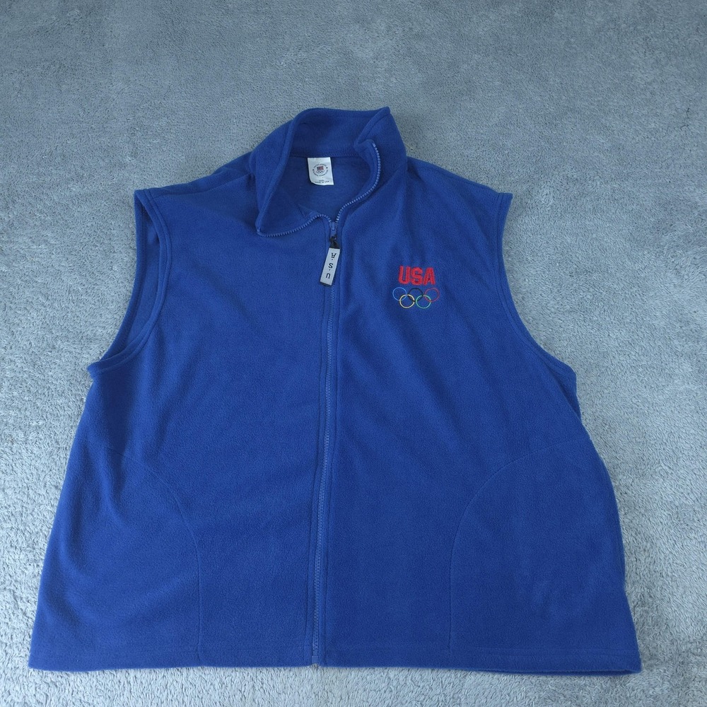 Vintage United States Olympic Team Jacket Vest Mens 3XL Blue Olympics Fleece USA